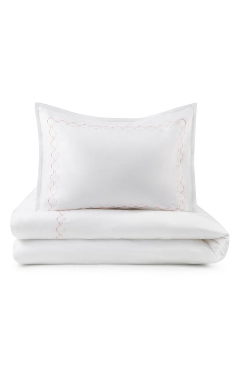 Domani Home Alps 300 Thread Count Queen Sheet Set, Main, color, Pink Embroidery