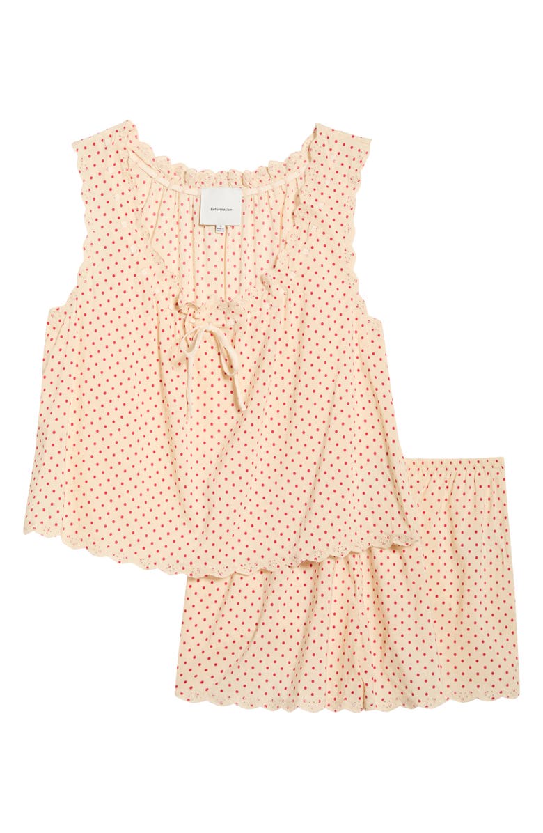 Reformation Hazel Eyelet Organic Cotton Blend Pajamas, Main, color, Marilyn Dot