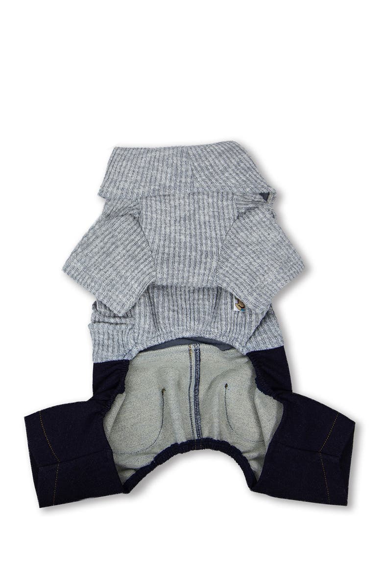 TOUCHDOG Vogue Neck-Wrap Sweater & Denim Outfit - Gray - Extra Large, Alternate, color, Gray