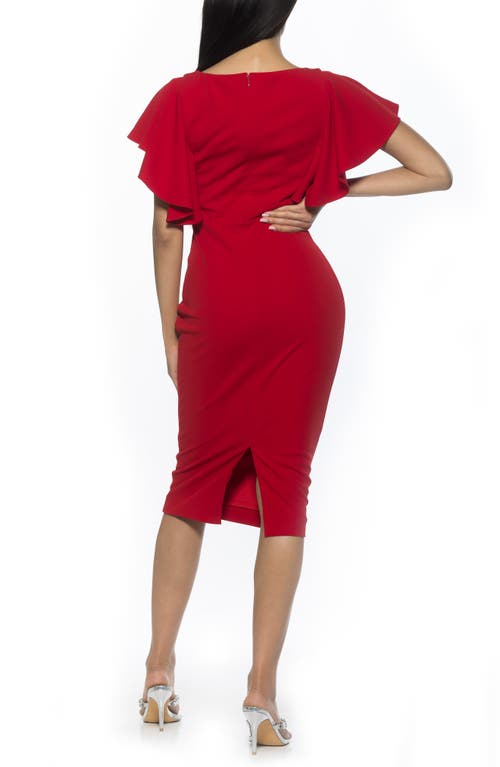 Alexia Admor Sherri Boatneck Ruffle Sleeve Midi Dress In Red
