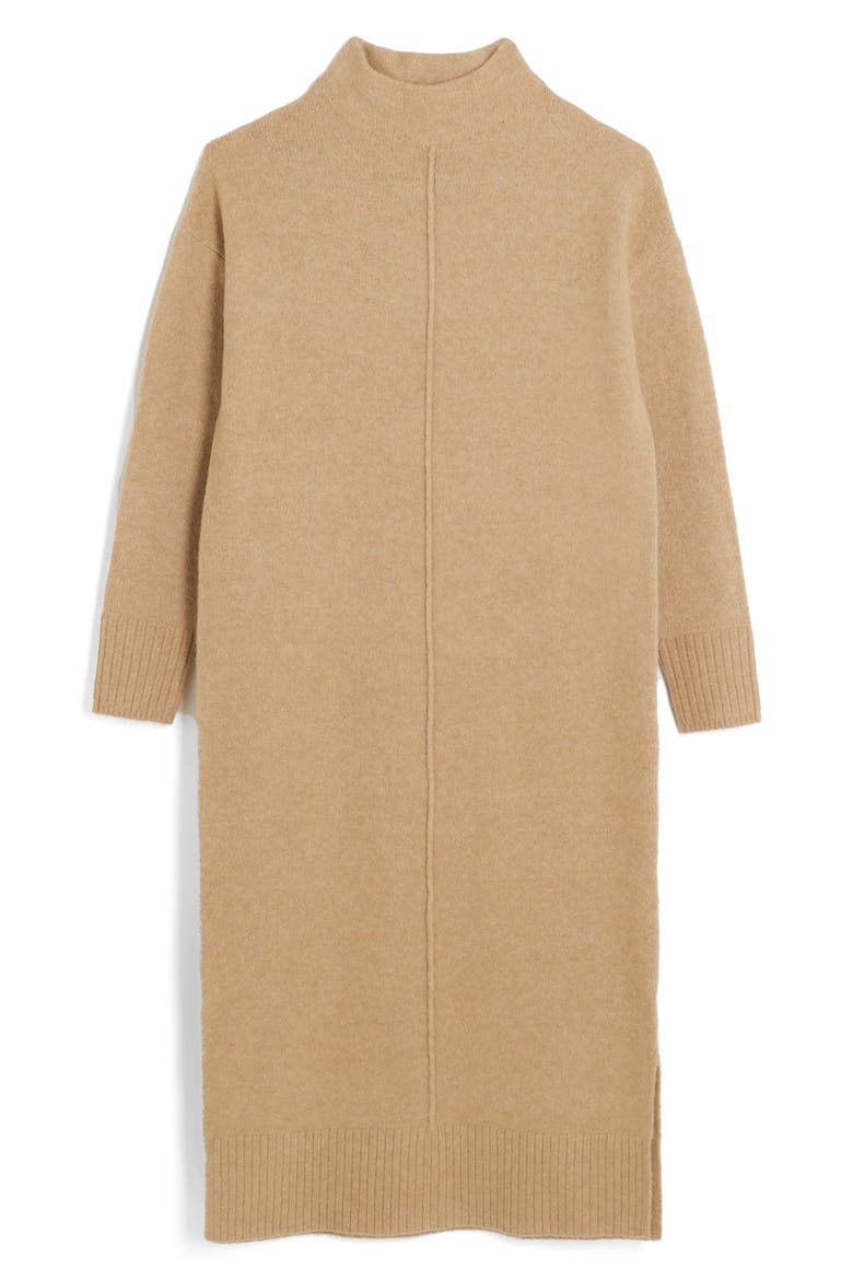 Center Seam Long Sleeve Midi Sweater Dress, Alternate, color, BROWN