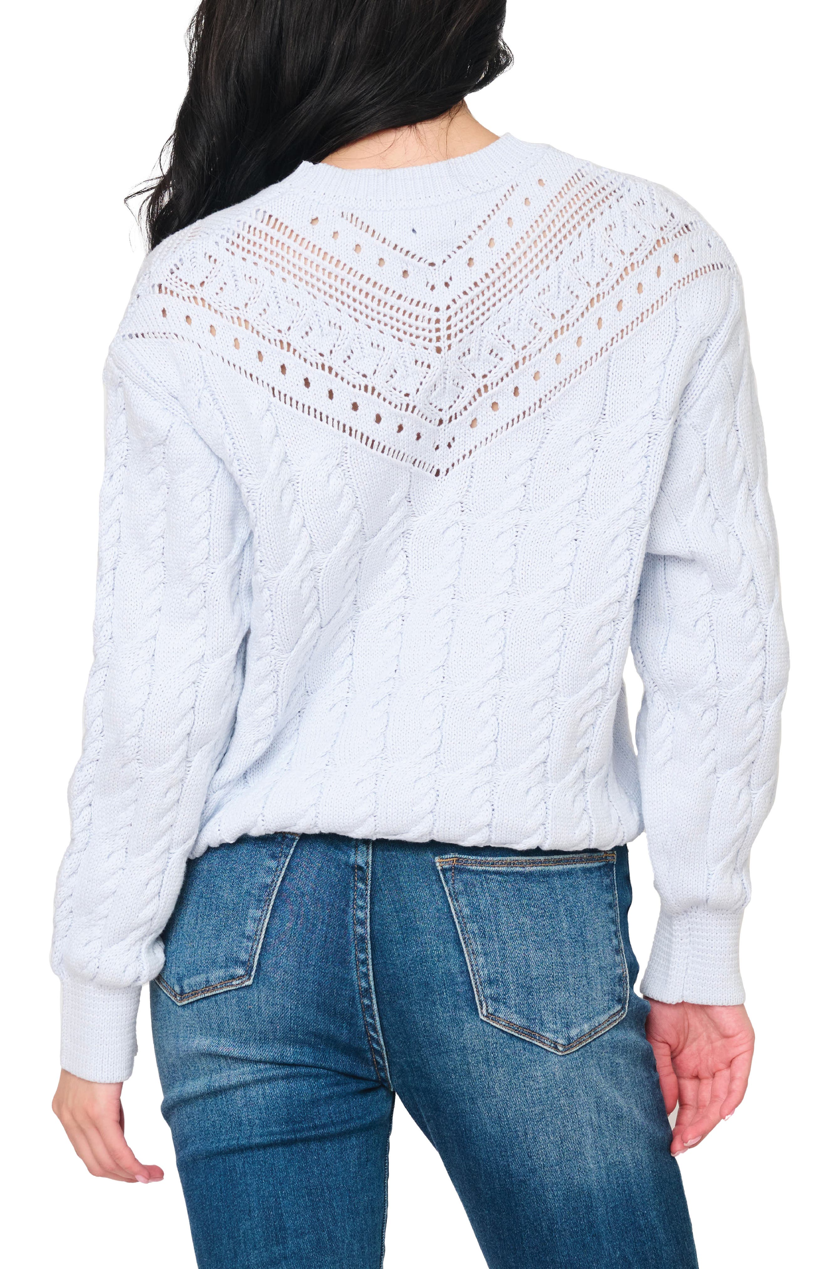 Lace Ruffle Cotton Blend Sweater - image 2