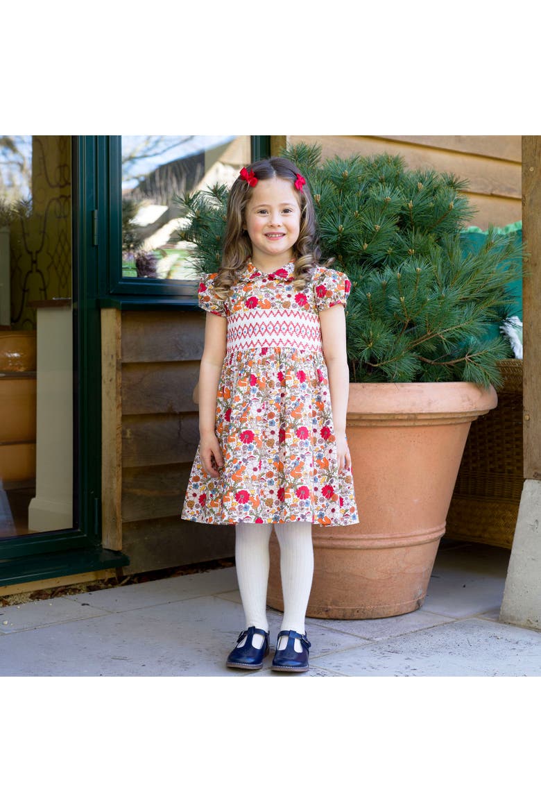 Woodland Floral Smocked Dress, Alternate, color, Orange