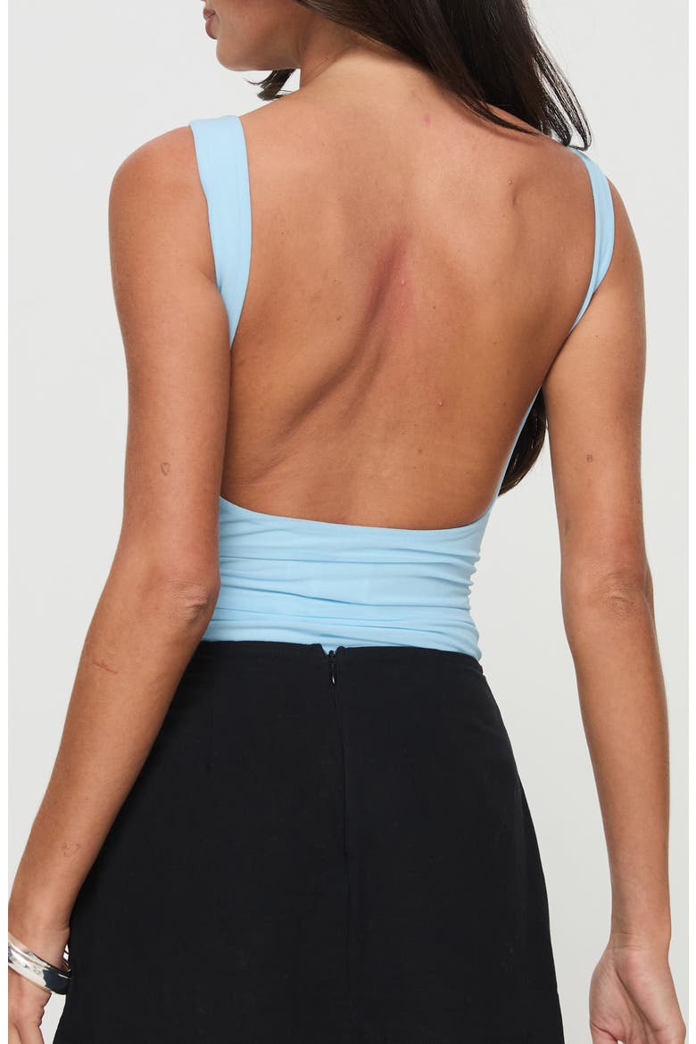 Morgane Ruched Mesh Bodysuit, Alternate, color, BLUE