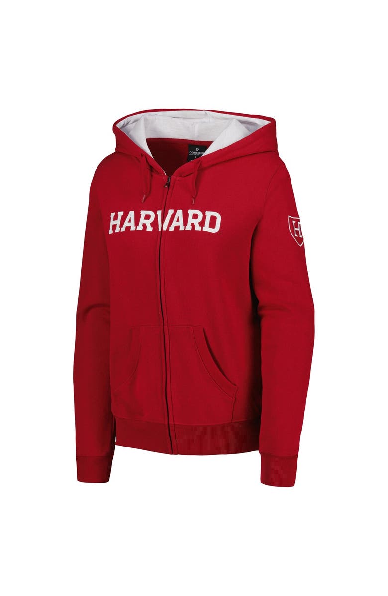 COLOSSEUM Women's Crimson Harvard Crimson Arched Name Full-Zip Hoodie, Alternate, color, Crimson