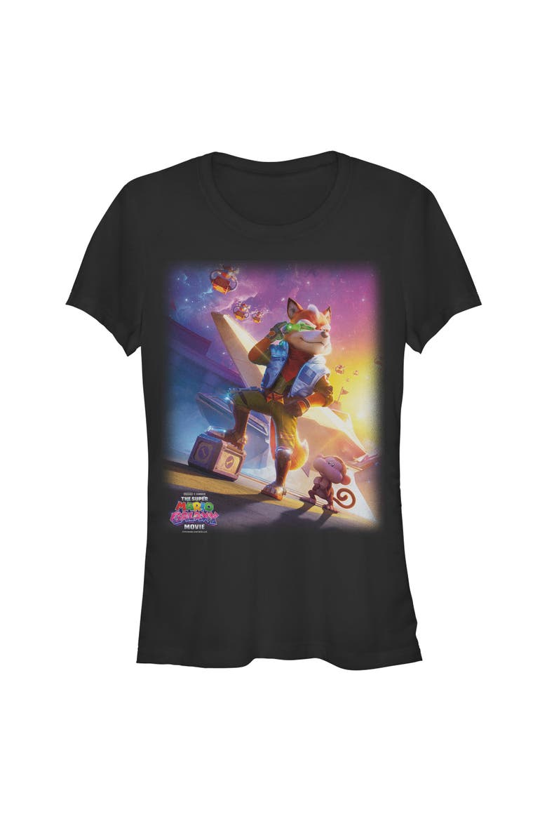 Junior's Star Fox McCloud Space Poster Short Sleeve T-Shirt, Main, color, Black