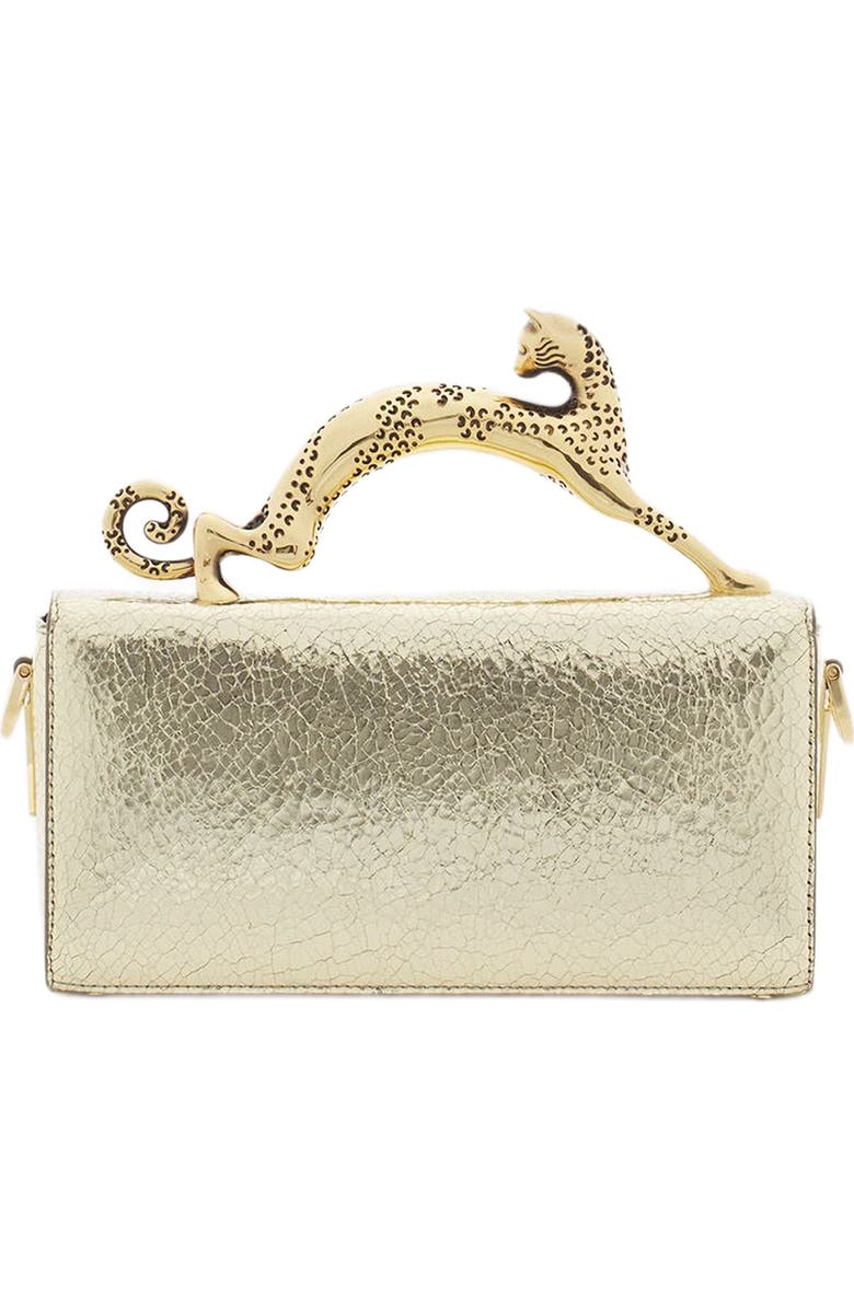 Lanvin Nano Pencil Cat Bag In Crackled Metallic Leather, Alternate, color,