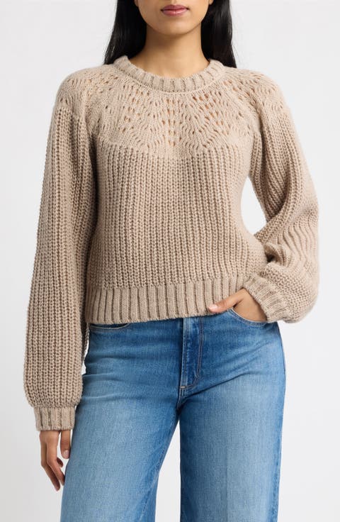Pointelle Stitch Yoke Sweater