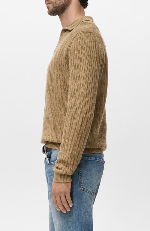 Mango Structured Cotton Polo Sweater In Neutral