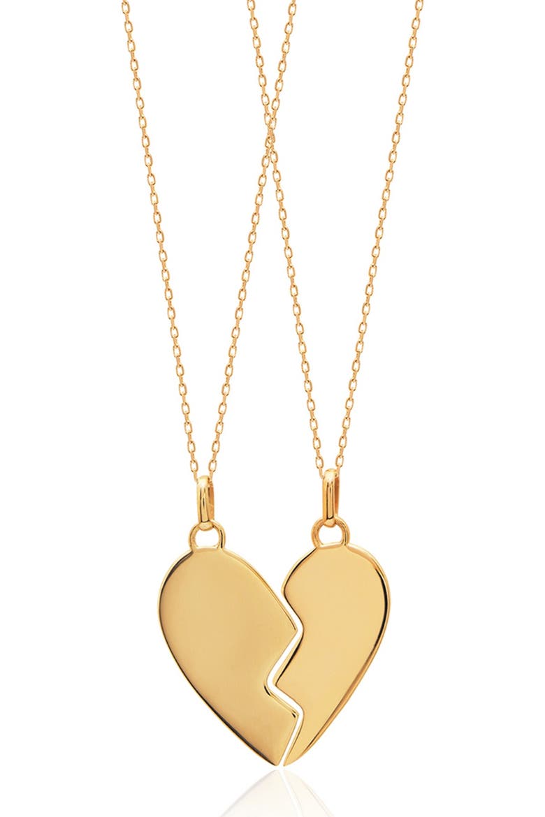 14K Yellow Gold Vermeil Heart BFF Pendant Necklaces - Set of 2, Main, color, GOLD