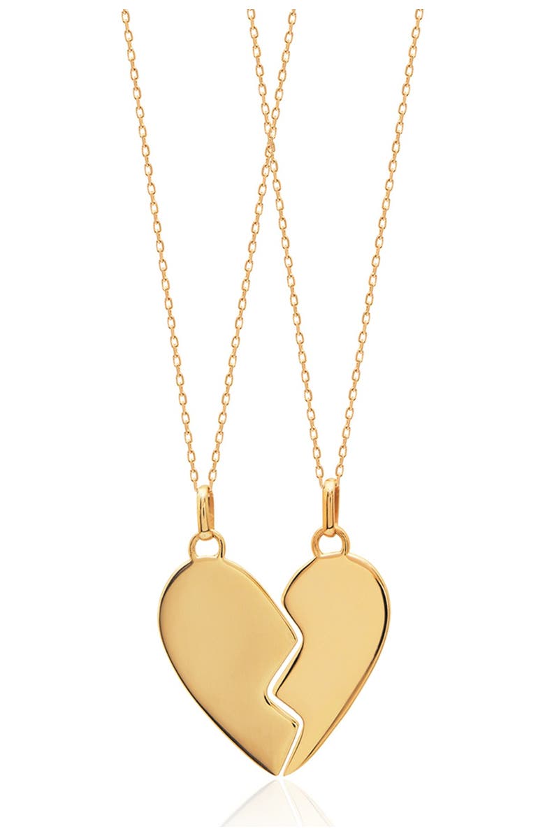 GABI RIELLE 14K Yellow Gold Vermeil Heart BFF Pendant Necklaces - Set of 2, Main, color,