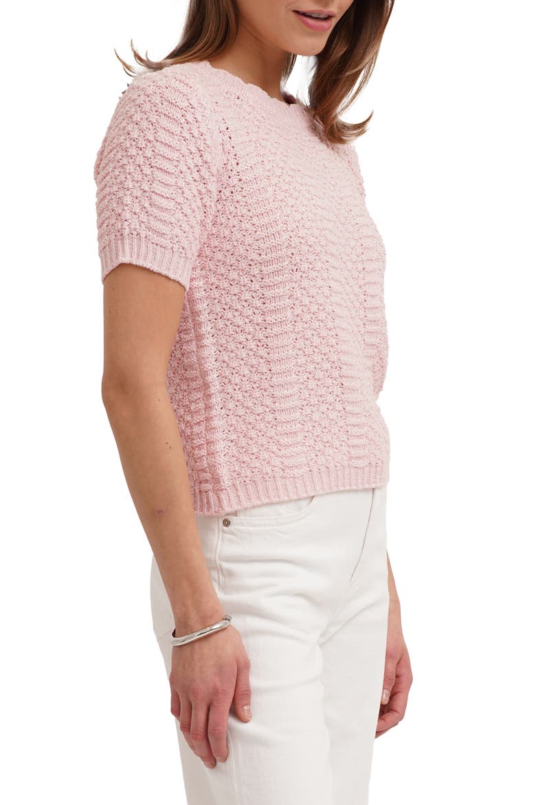 Short Sleeve Textured Crewneck Sweater, Alternate, color, BABY STRAWBERRY