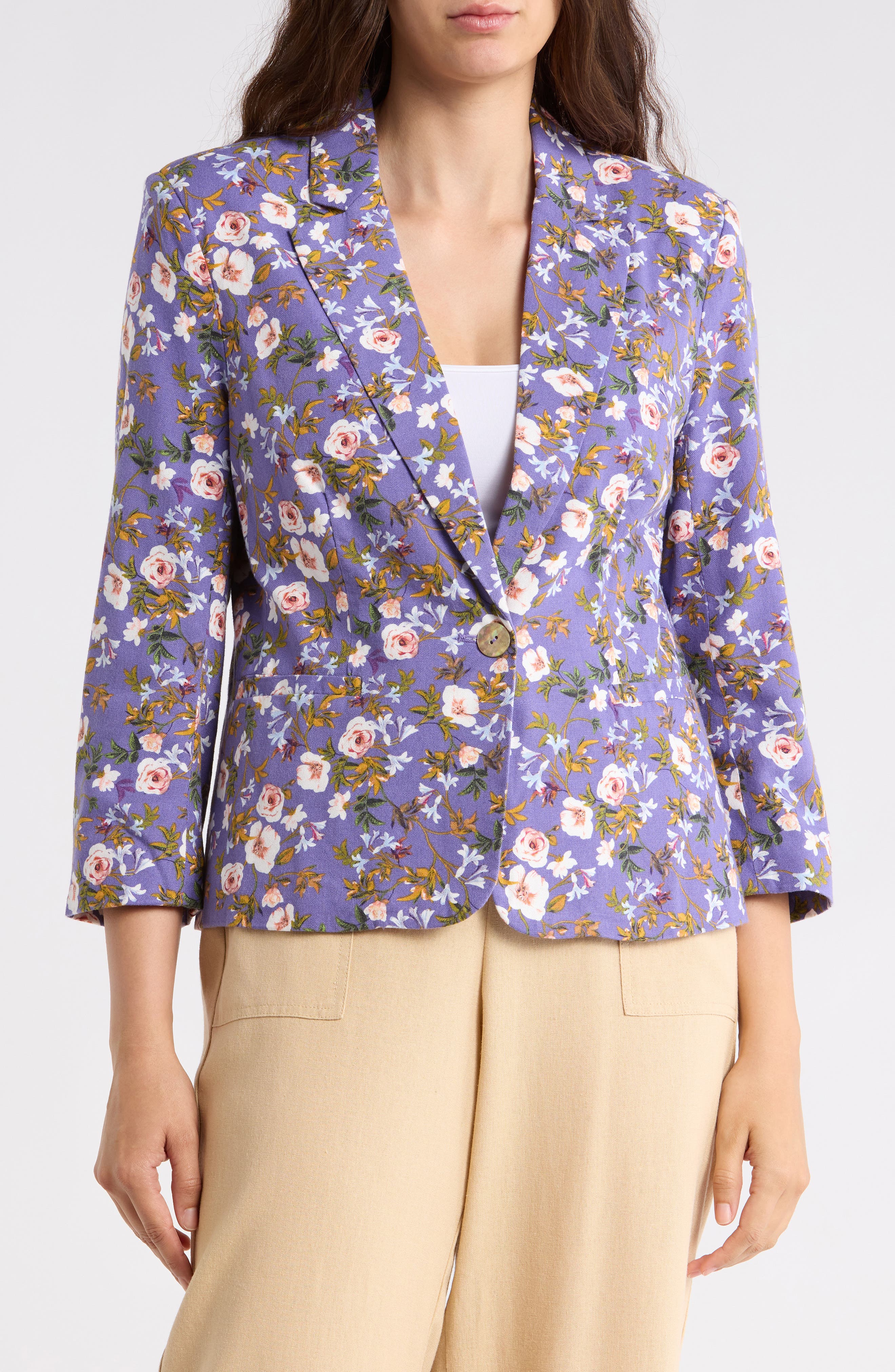 Nicole Miller Jade Floral Notch Lapel Blazer