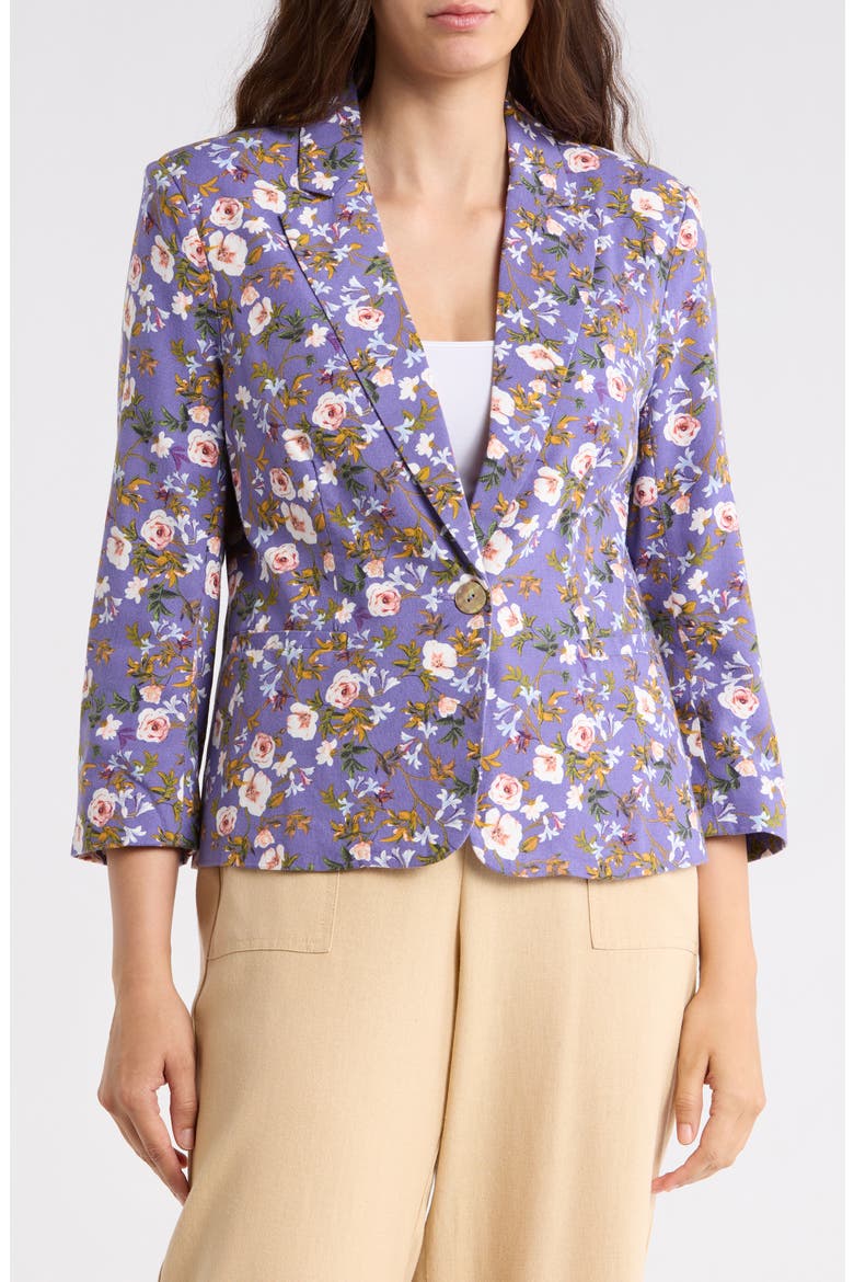 Jade Floral Notch Lapel Blazer, Main, color, DITSY PERIWINKLE PRINT