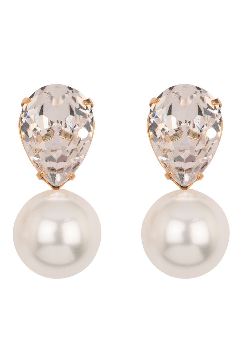 Cimone Drop Earrings, Main, color, CRYSTAL ANTIQUE GOLD
