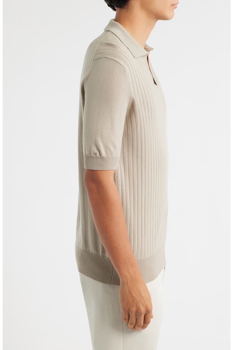 Rib Johnny Collar Cashwool® Polo Sweater, Alternate, color, GREIGE