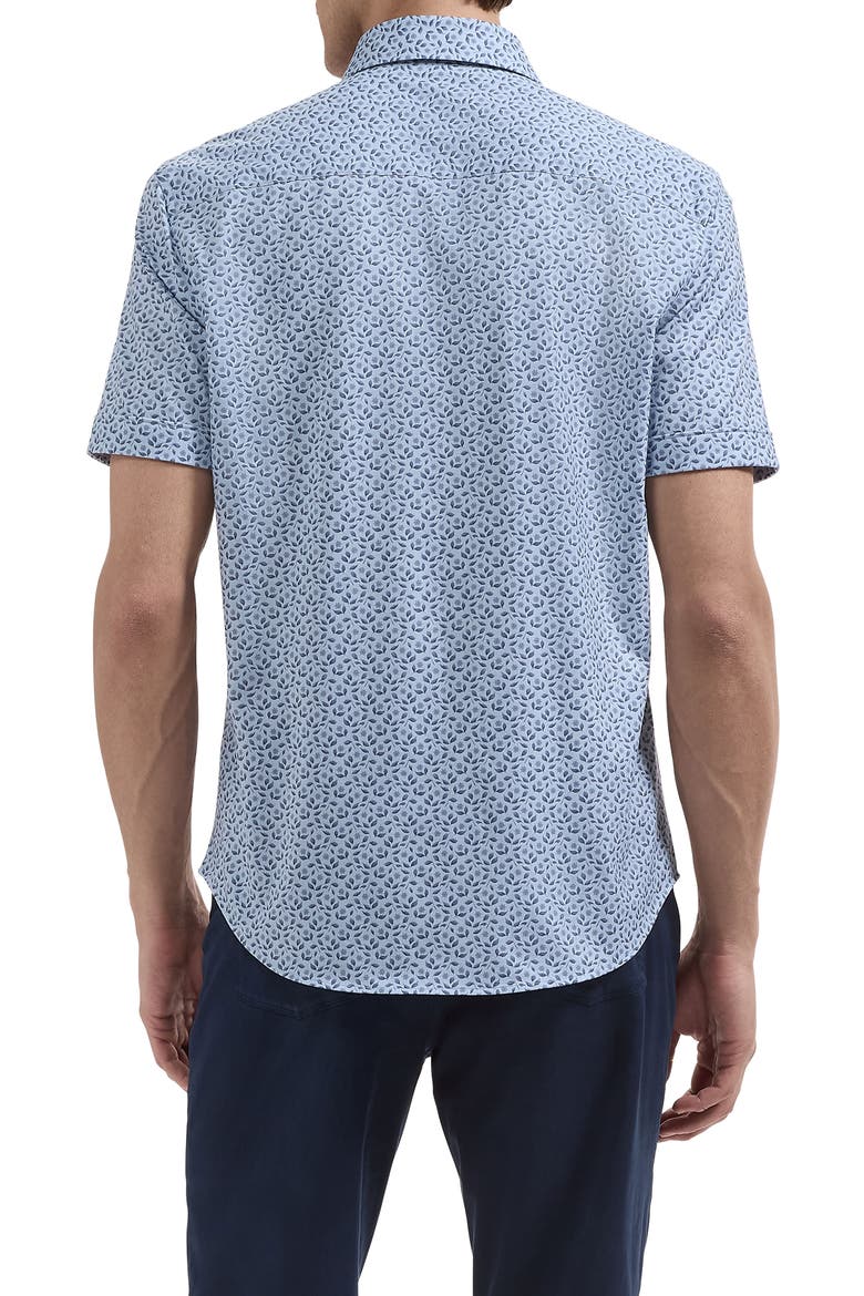 Miles OoohCotton® Print Short Sleeve Button-Up Shirt, Alternate, color, HAZY BLUE