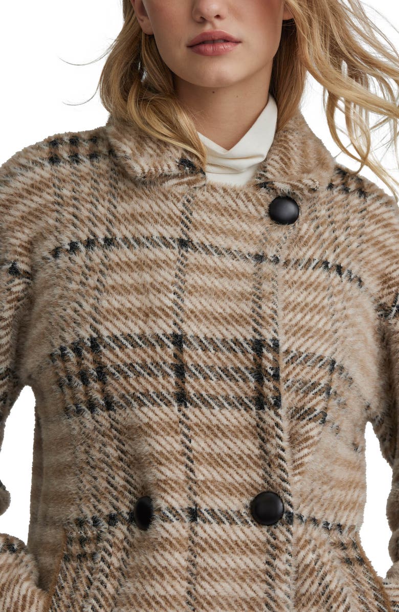 NVLT Eyelash Bold Check Longline Coat, Alternate, color, Natural