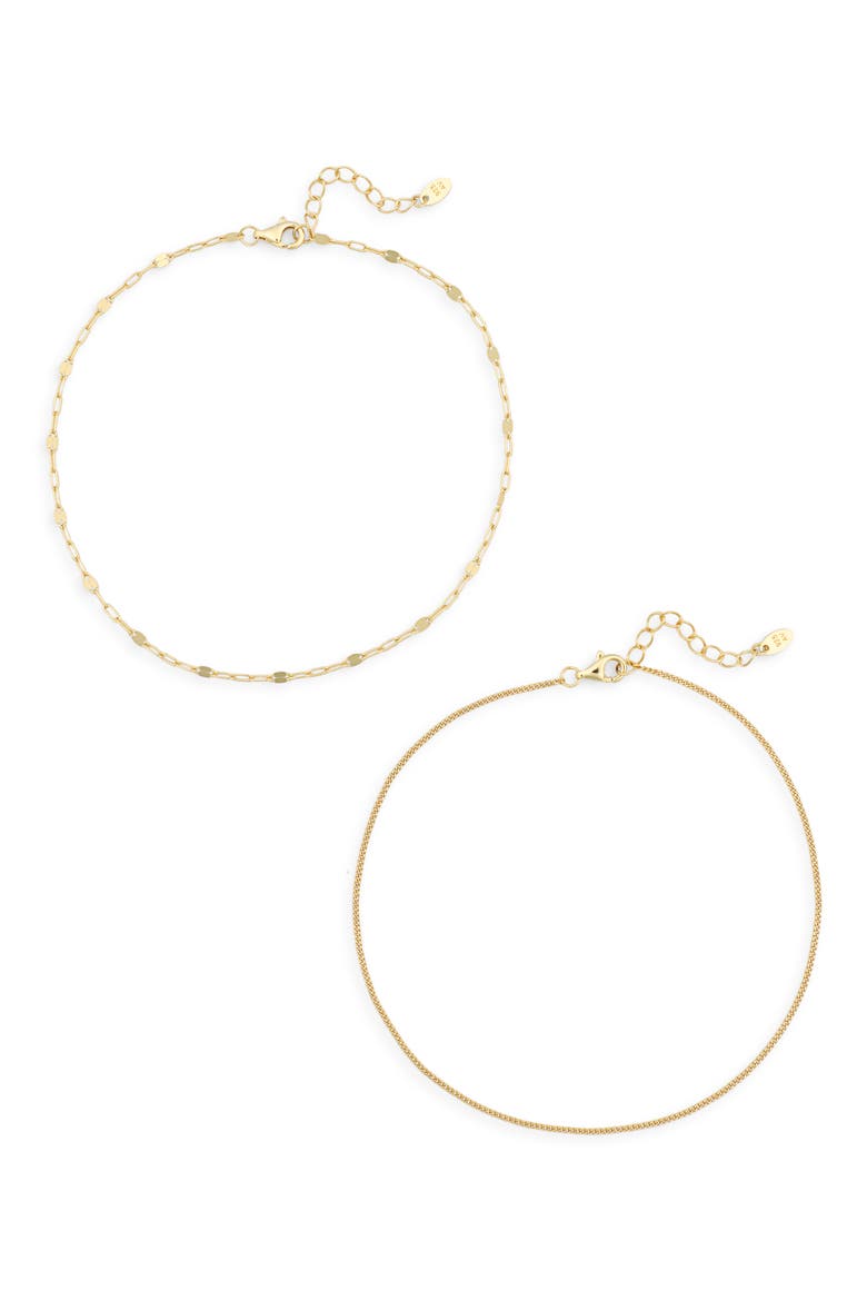 Set of 2 Chain Anklets, Main, color, GOLD