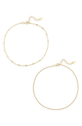 Argento Vivo Sterling Silver Set Of 2 Chain Anklets In Gold