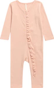 QUINCY MAE Ruffle Cotton Pointelle Romper