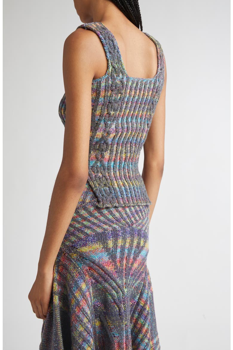 Warrior Corset Mixed Stitch Wool Blend Sweater Tank, Alternate, color, GREY/ RAINBOW