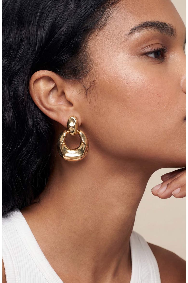Circle Knocker Drop Earrings, Alternate, color, GOLD