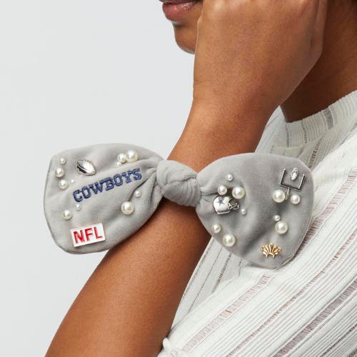 Lele Sadoughi Dallas Cowboys Bow Scrunchie In Gray