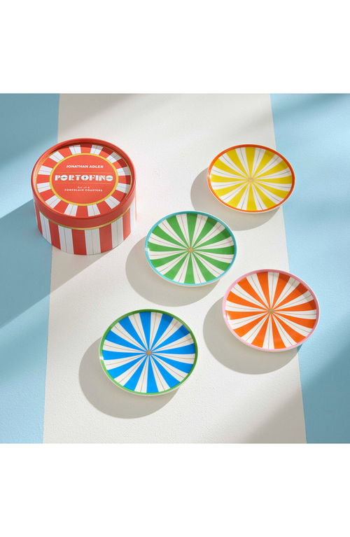 Jonathan Adler Portofino Coaster Set In Multi-color Stripes