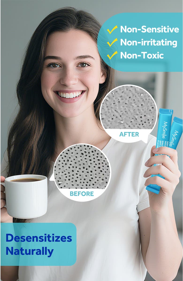 MySmile Nano-Hydroxyapatite Portable Mouthwash for Sensitive Teeth, Alternate, color, Light Blue