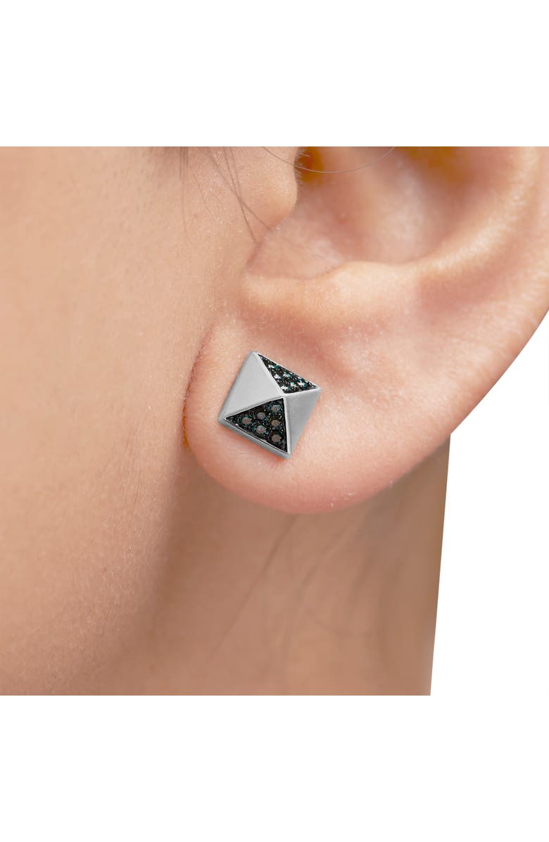 Haus of Brilliance 14K White Gold 1/4 Ct Blue Diamond Pyramid Stud Earring, Alternate, color, White