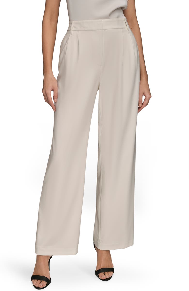Donna Karan New York Pleated Wide Leg Pants, Main, color, Cream