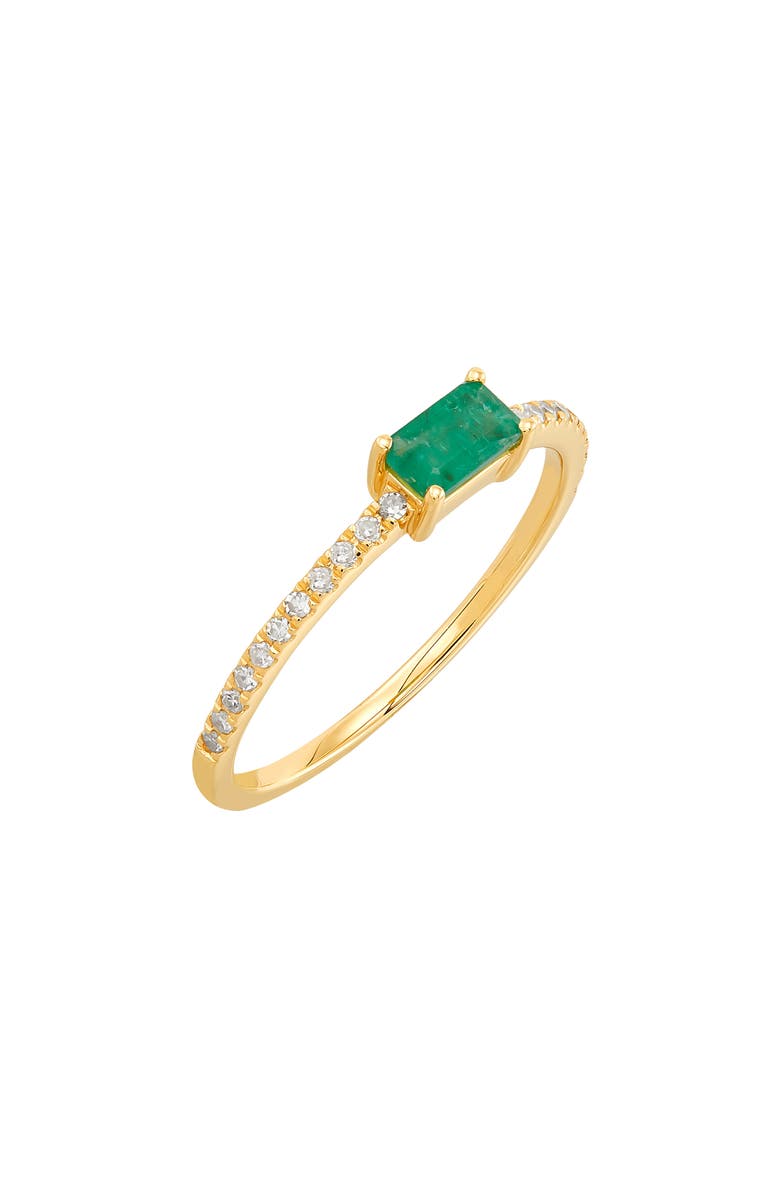 Frankie & Zoe 14K Yellow Gold Emerald & Diamond Stackable Ring, Alternate, color, 