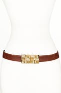 Raina Belts Square Gold Buckle Leather Belt