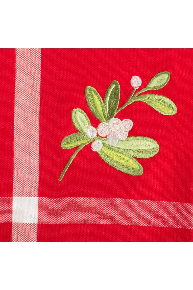 Embroidered Mistletoe Border Table Runner, Alternate, color, Mistletoe Corner
