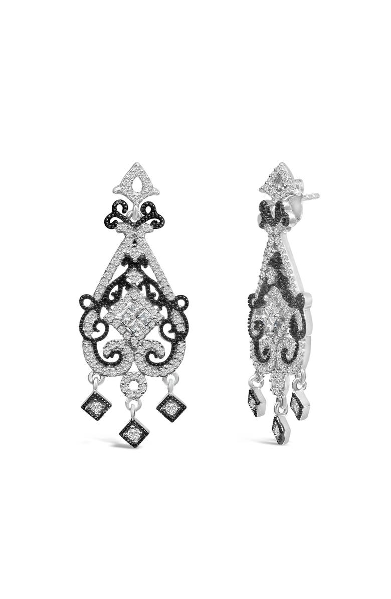 Haus of Brilliance Black Rhodium and Silver 3/4 Cttw Diamond Chandelier Earrings, Alternate, color, White