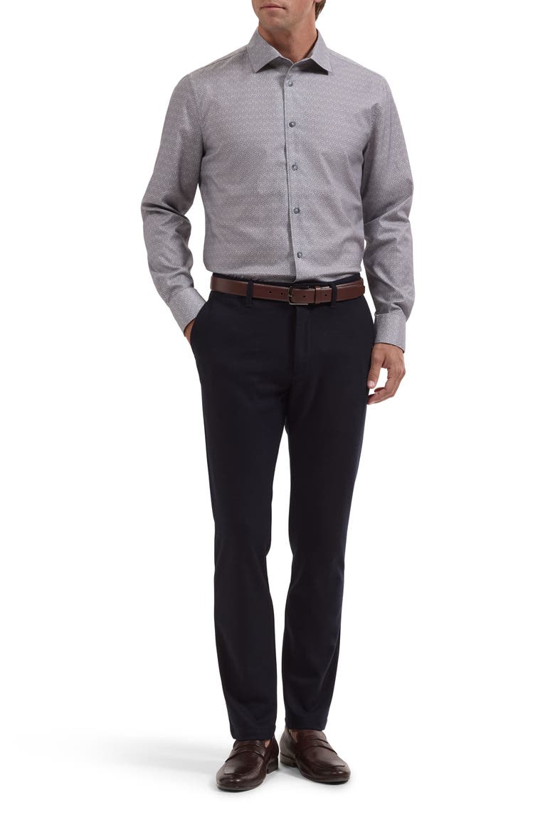 Alvin Shaped Fit Cotton Shirt, Alternate, color, STEEL