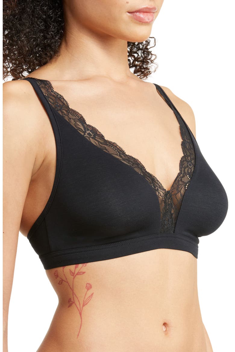 Lace Trim Bralette, Alternate, color, BLACK