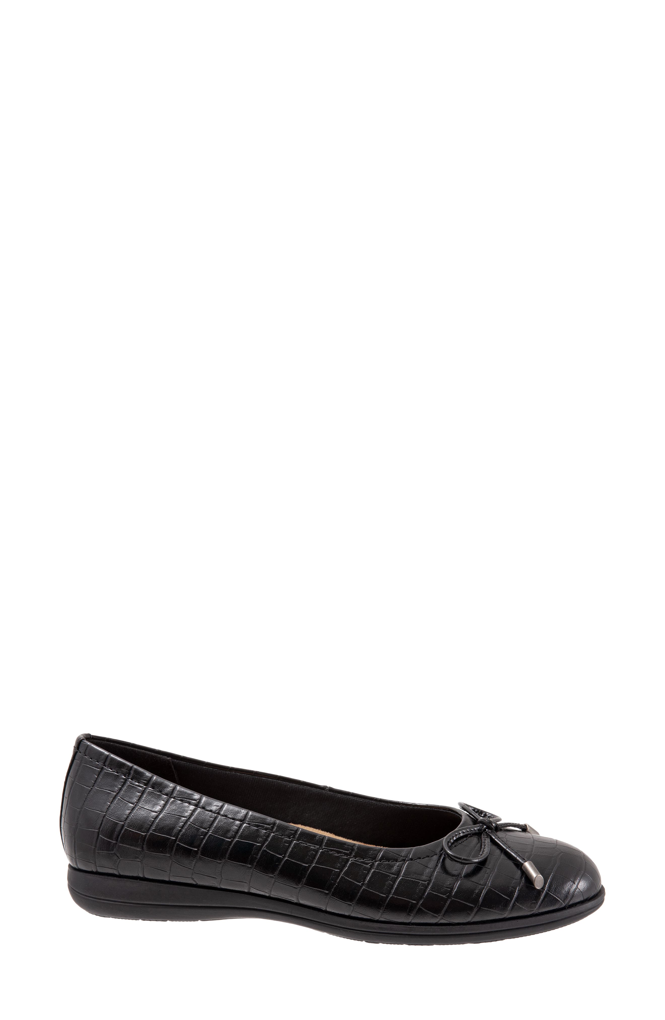 Trotters Dellis Ballet Flat, Alternate, color, Black Croc Print Leather