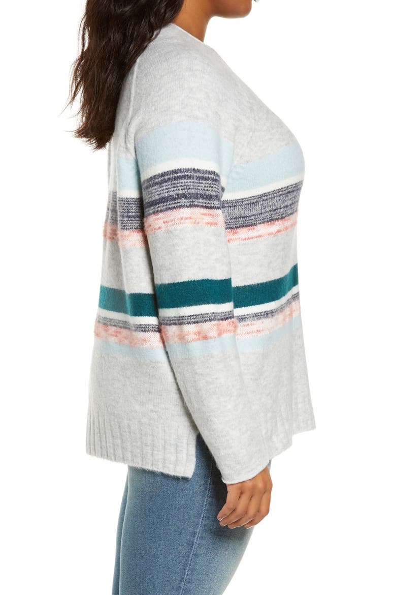 Cozy Mix Stripe Crewneck Sweater, Alternate, color, GREY ROCKING STRIPE