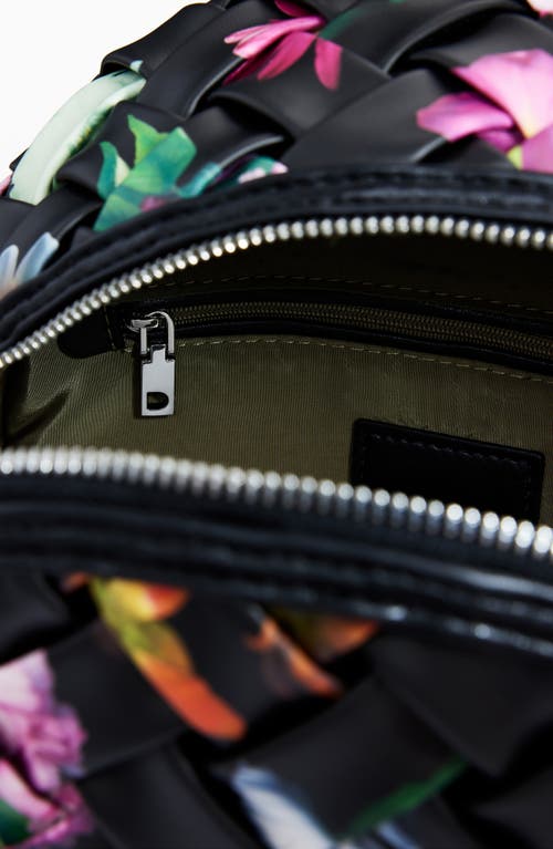 Desigual Mini Floral Woven Faux Leather Backpack