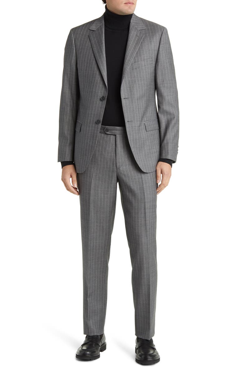 DANIEL HECHTER Norris Stripe Wool Suit, Main, color, Grey