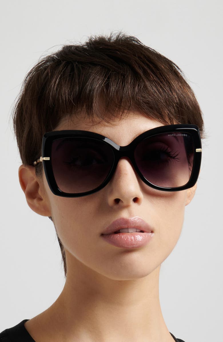 Marc Jacobs 56mm Gradient Butterfly Sunglasses, Alternate, color, Black/ Dark Grey