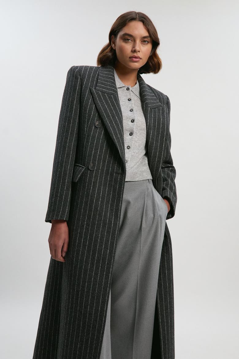 Double Breasted Tailored Maxi Coat, Alternate, color, Grey