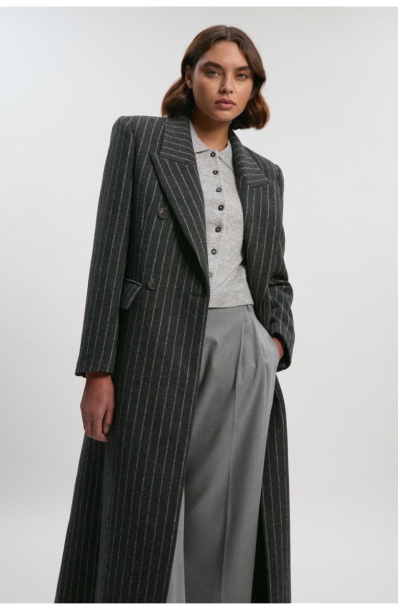 Karen Millen Double Breasted Tailored Maxi Coat, Alternate, color, Grey