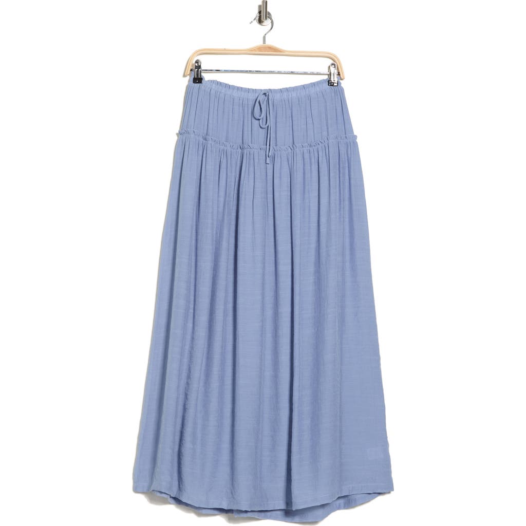 Bobeau Ruffle Edge Maxi Skirt In Blue