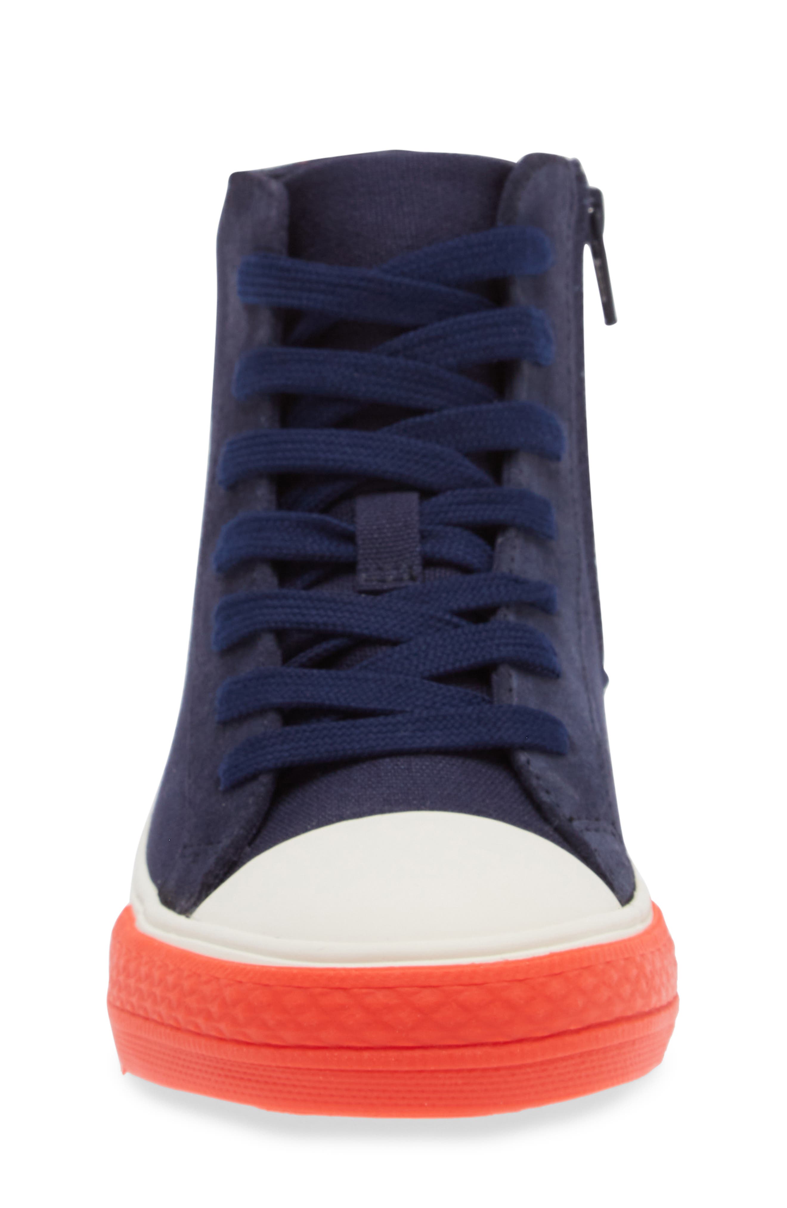 Mini Boden Kids' Contrast High Top Sneaker, Alternate, color, Navy Blue