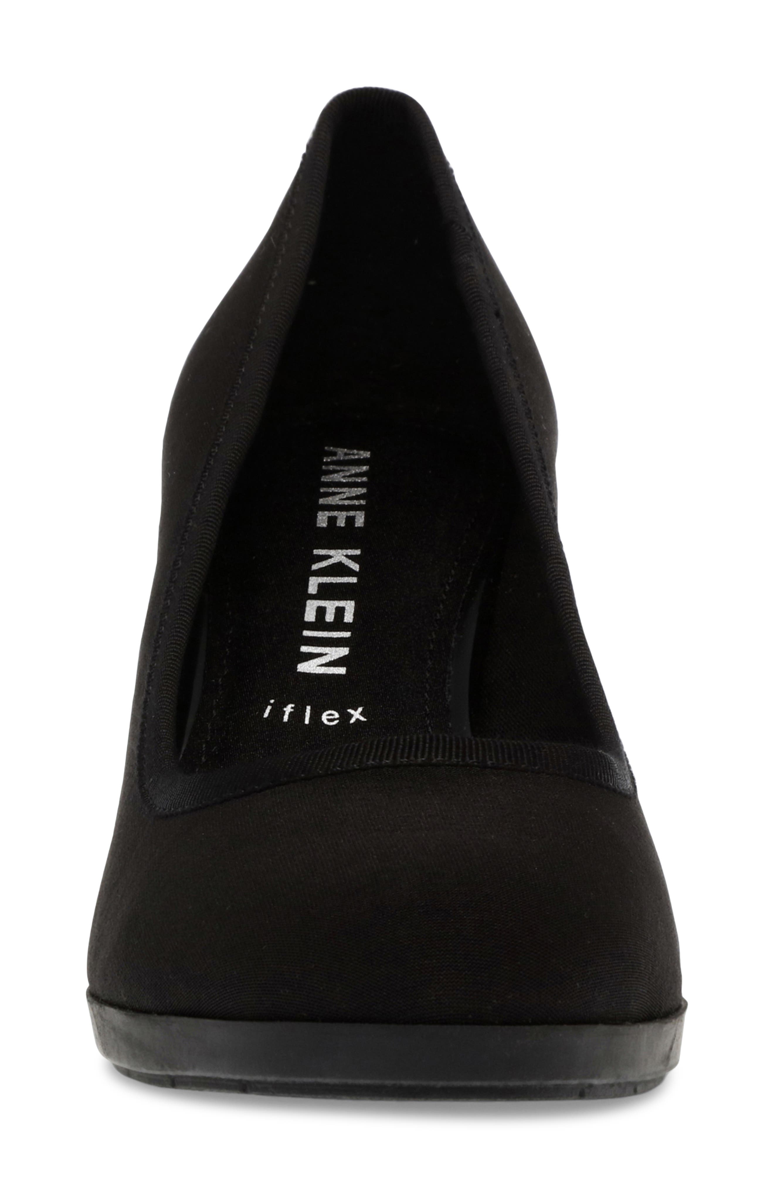 Anne Klein Castana Round Toe Block Heel Pump, Alternate, color, Black Stretch