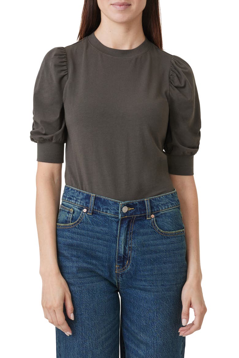 Gathered Sleeve Knit Top, Main, color, HIGHLAND