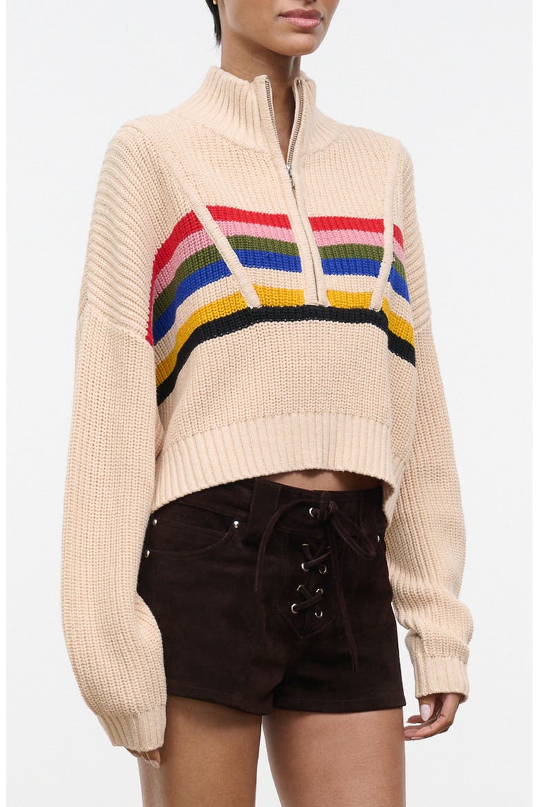 Hampton Stripe Half Zip Crop Sweater, Alternate, color, ARTIST STRIPE